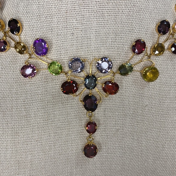 Natural Multicolor Spinel Designer Necklace in 18K solid gold New - Picture 5 of 13